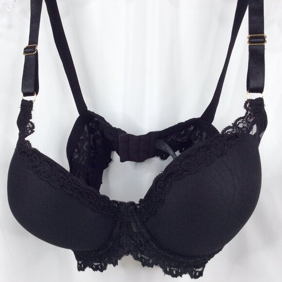 Smart & Sexy Curvy Plunge Light Lined Bra 42C Black Lace SA989 - Picture 4 of 9